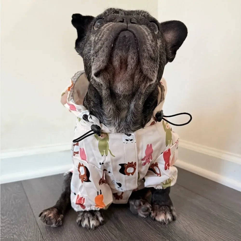 Stylish Dog Raincoat with Animal Print